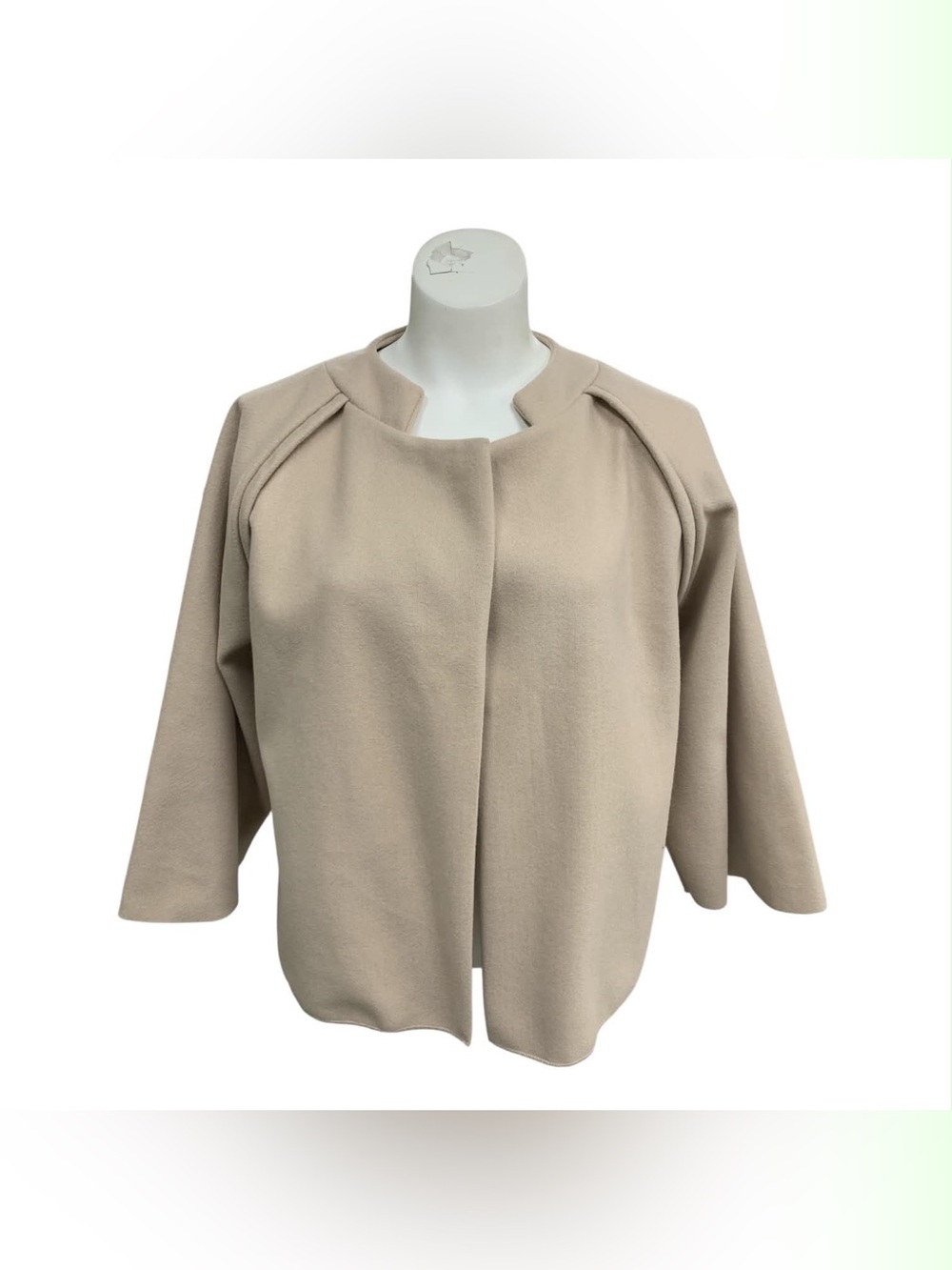 Beige Open-Front Sweater Coat Size S